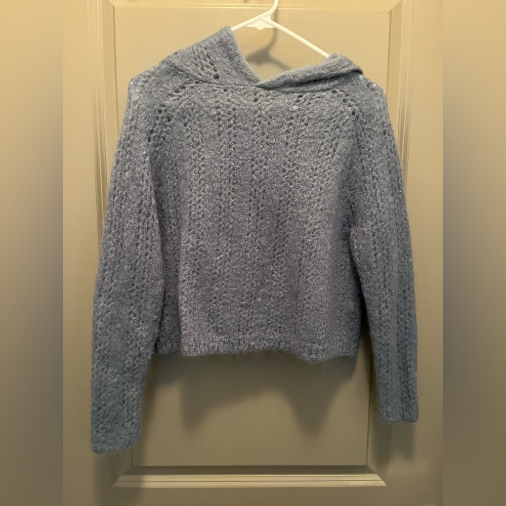 Sezane Light Blue Hoodie Sweater